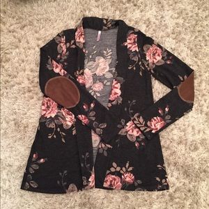 Floral Cardigan/Jacket with Elbow Patch